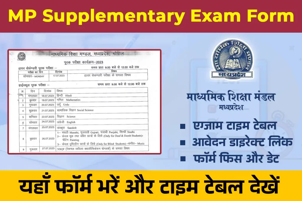 MP Board Supplementary Exam Form