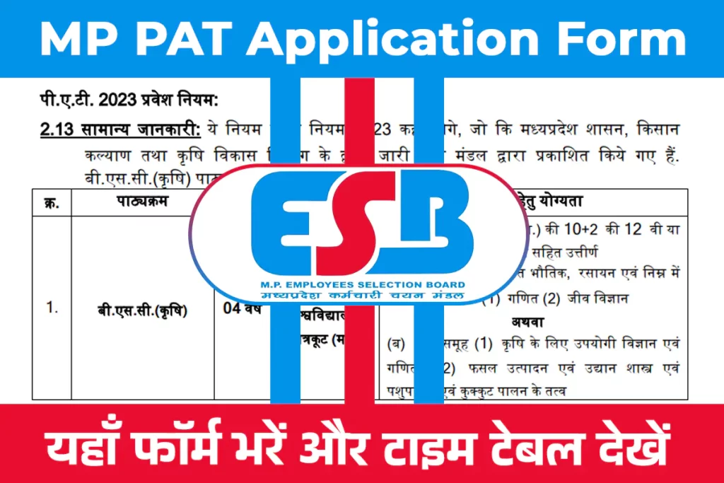 MP PAT Online Application Form